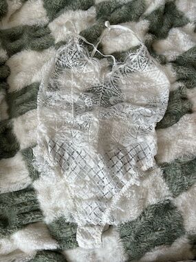 White Lace Bodysuit Chemise - Delicate Women's Intimates